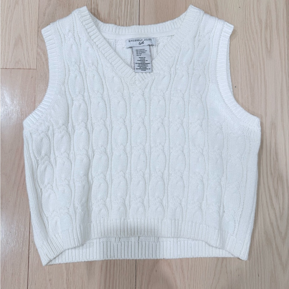 White Cable Knit Sweater Vest
